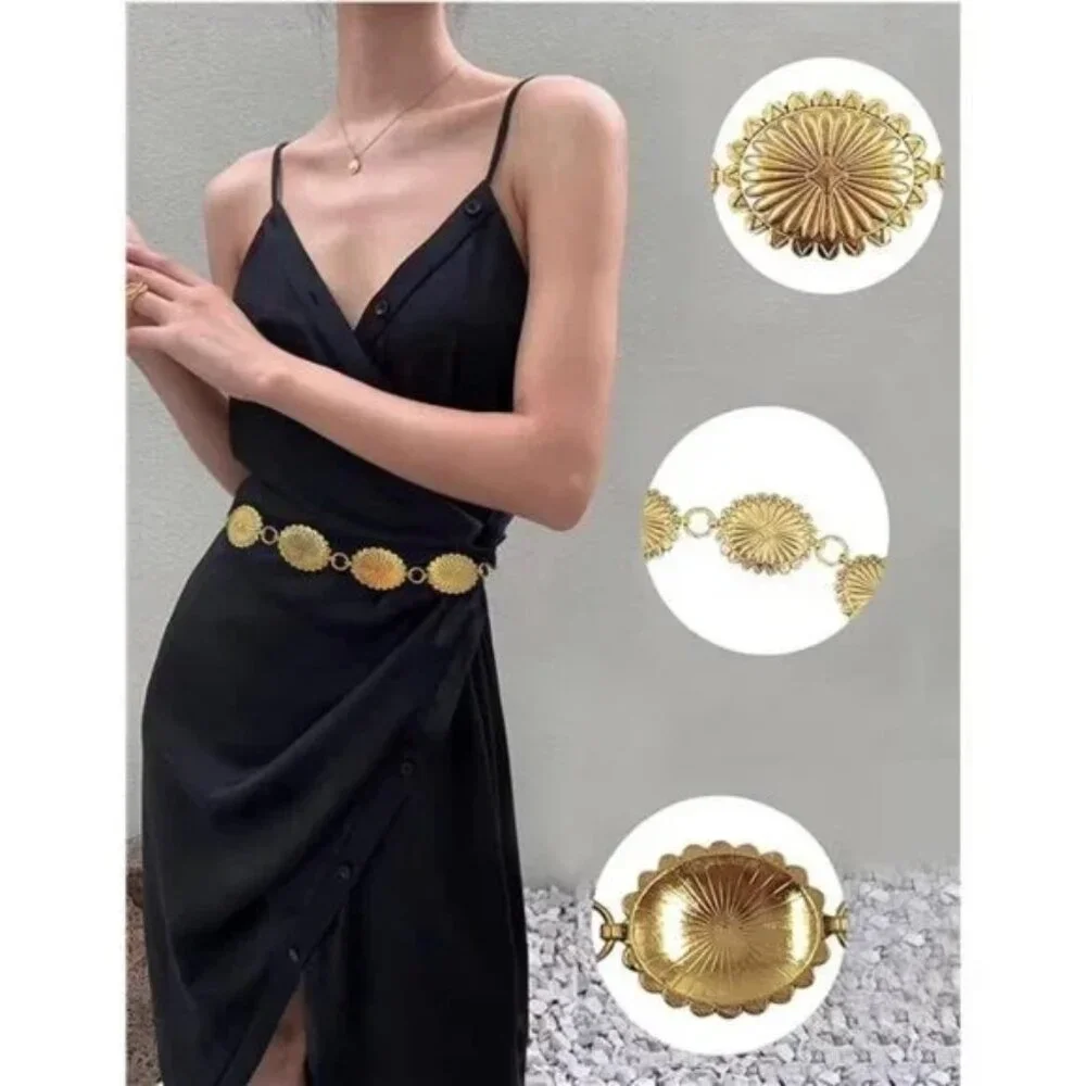 TOPACC Metal Chain Belt for Women Waist chains for Dresses Jeans Western Cowgirl